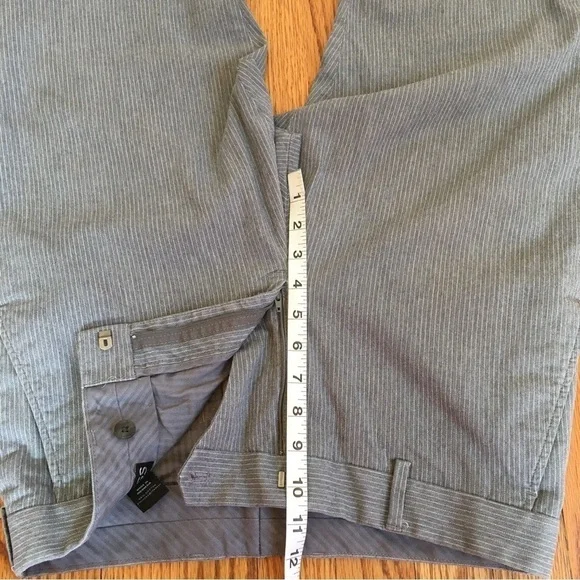 Express Producer Straight Leg Flat Front Gray Striped Pants - Picture 7 of 15